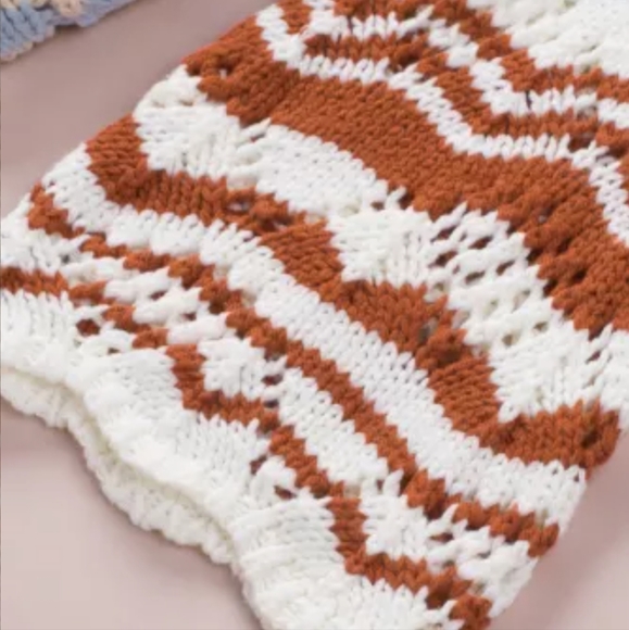 New Multicolor Stripe Knit Hollow Out Drop Shoulder Sweater - Picture 6 of 12